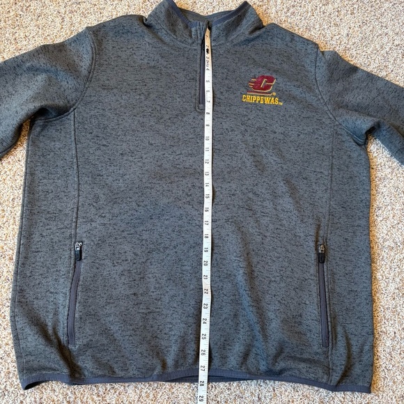 CMU Central Michigan Chippewas Mens Sweater Sweatshirt Jacket Gray 1/4 Zip XXL - Picture 8 of 9